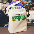 My Groceries Personalized Canvas Reusable Grocery Tote Bag